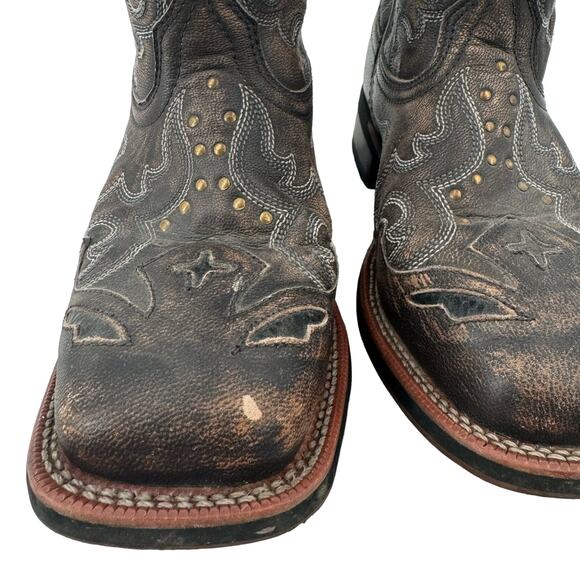 Laredo brown leather distressed cowgirl boots - Picture 3 of 9